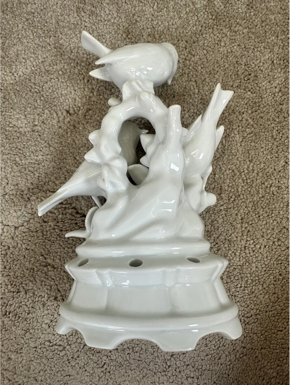 VTG Dresden Porcelain Wolfsohn & Sons Pair Of Bird Candle Holders + Flower Frog